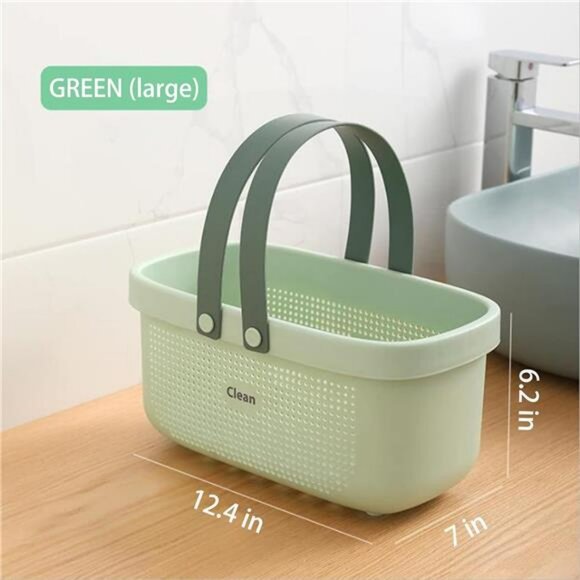 Plastic Shower Caddy Basket with Handle Bathroom Dorm Kitchen Storage Bin - Picture 3 of 7